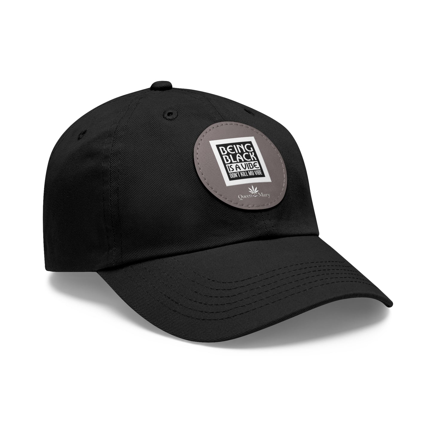 Black Vybe Hat with Leather Patch (Round)