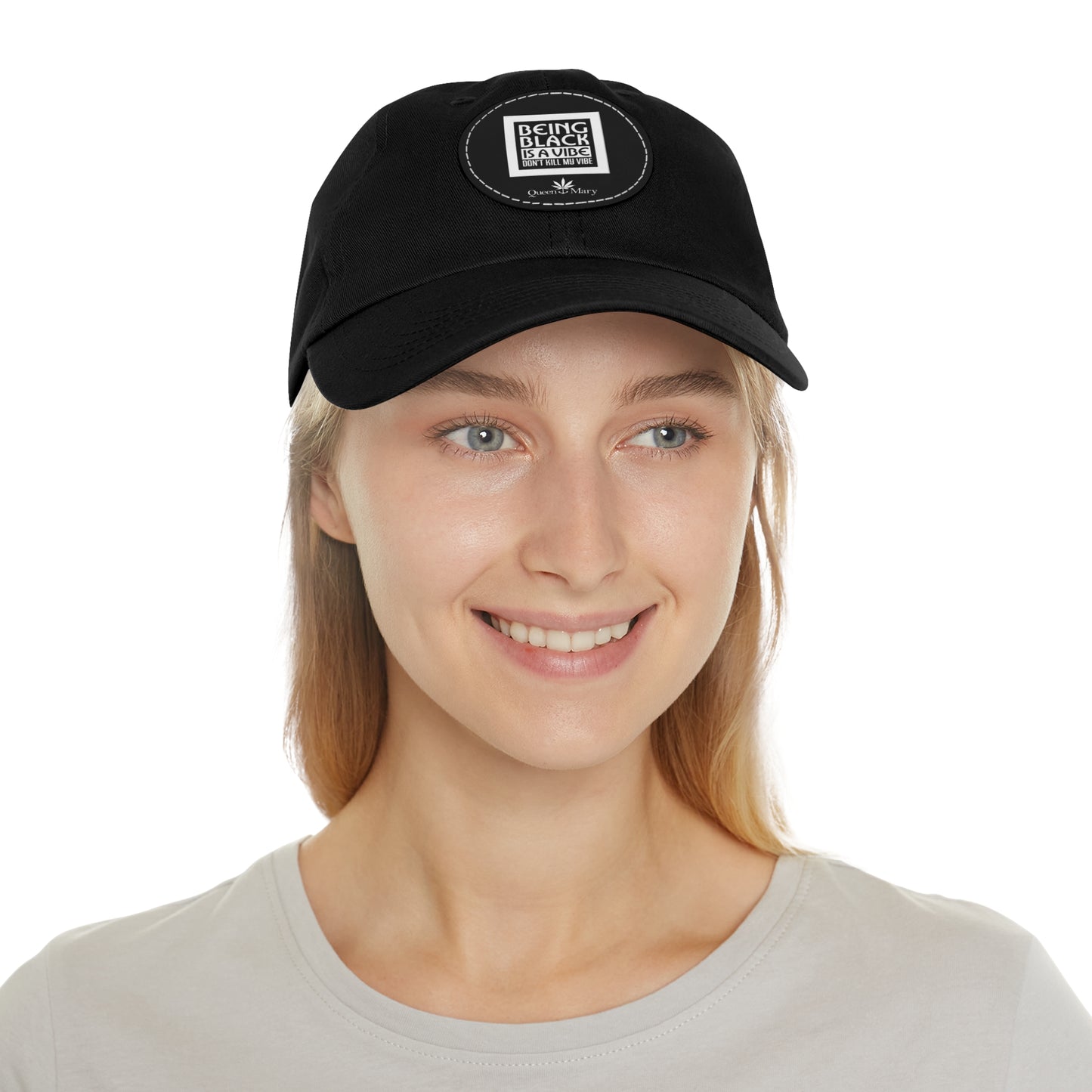 Black Vybe Hat with Leather Patch (Round)