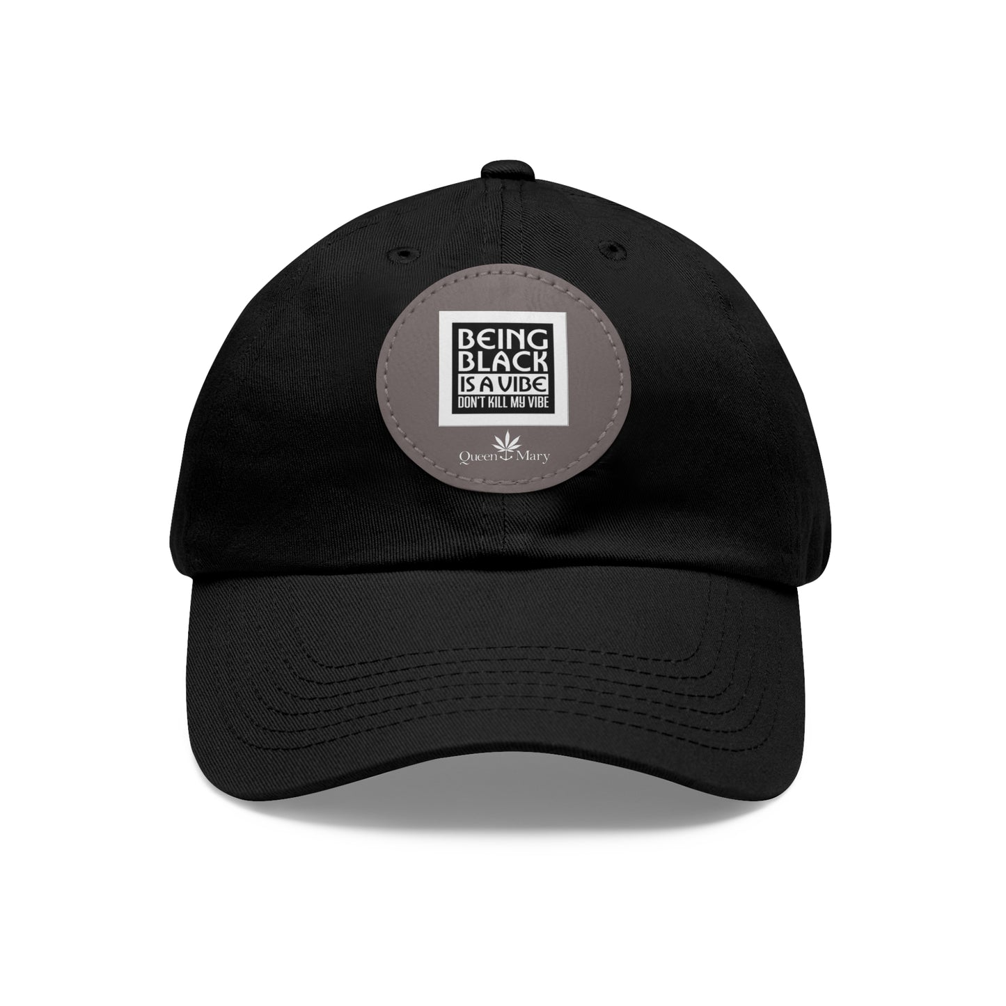 Black Vybe Hat with Leather Patch (Round)