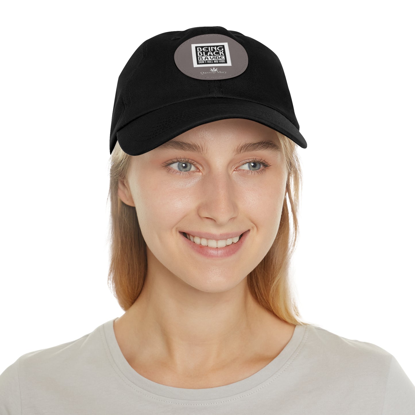 Black Vybe Hat with Leather Patch (Round)