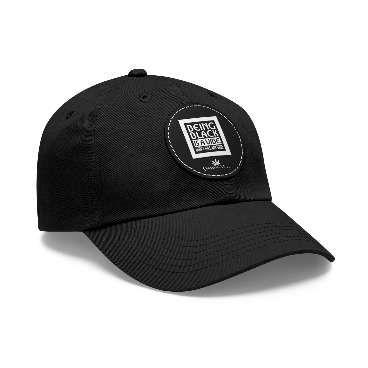 Black Vybe Hat with Leather Patch (Round)