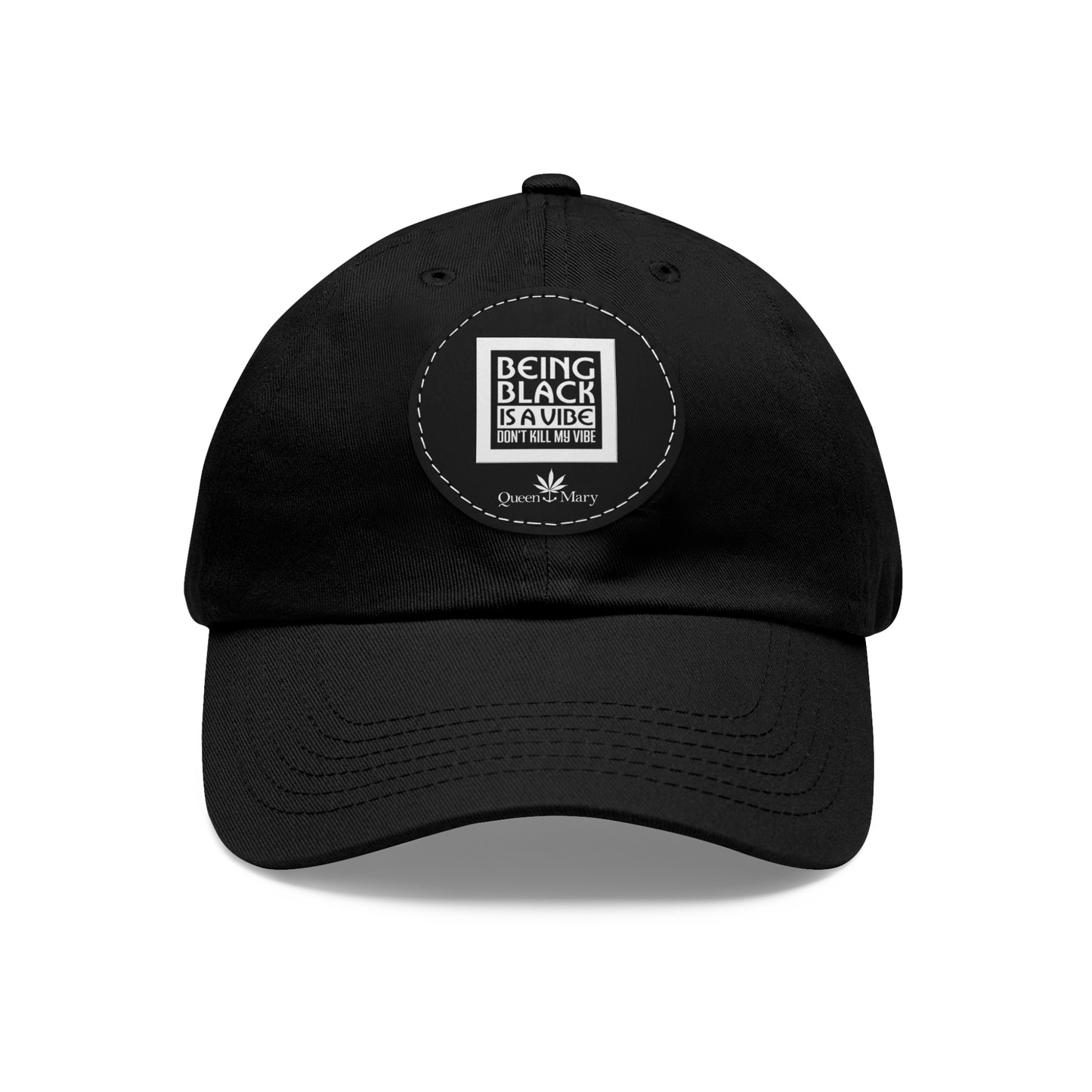 Black Vybe Hat with Leather Patch (Round)